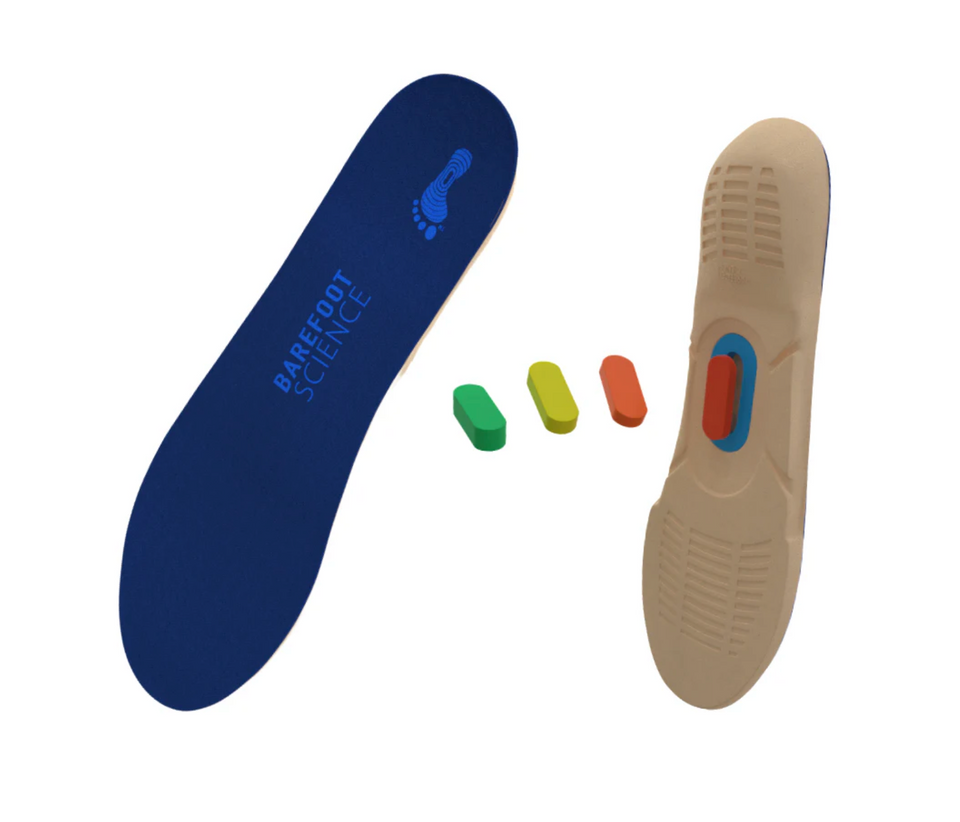 Biopods Barefoot Science Full Length 4 Step System insoles shown in the image, designed to support foot health and improve alignment.