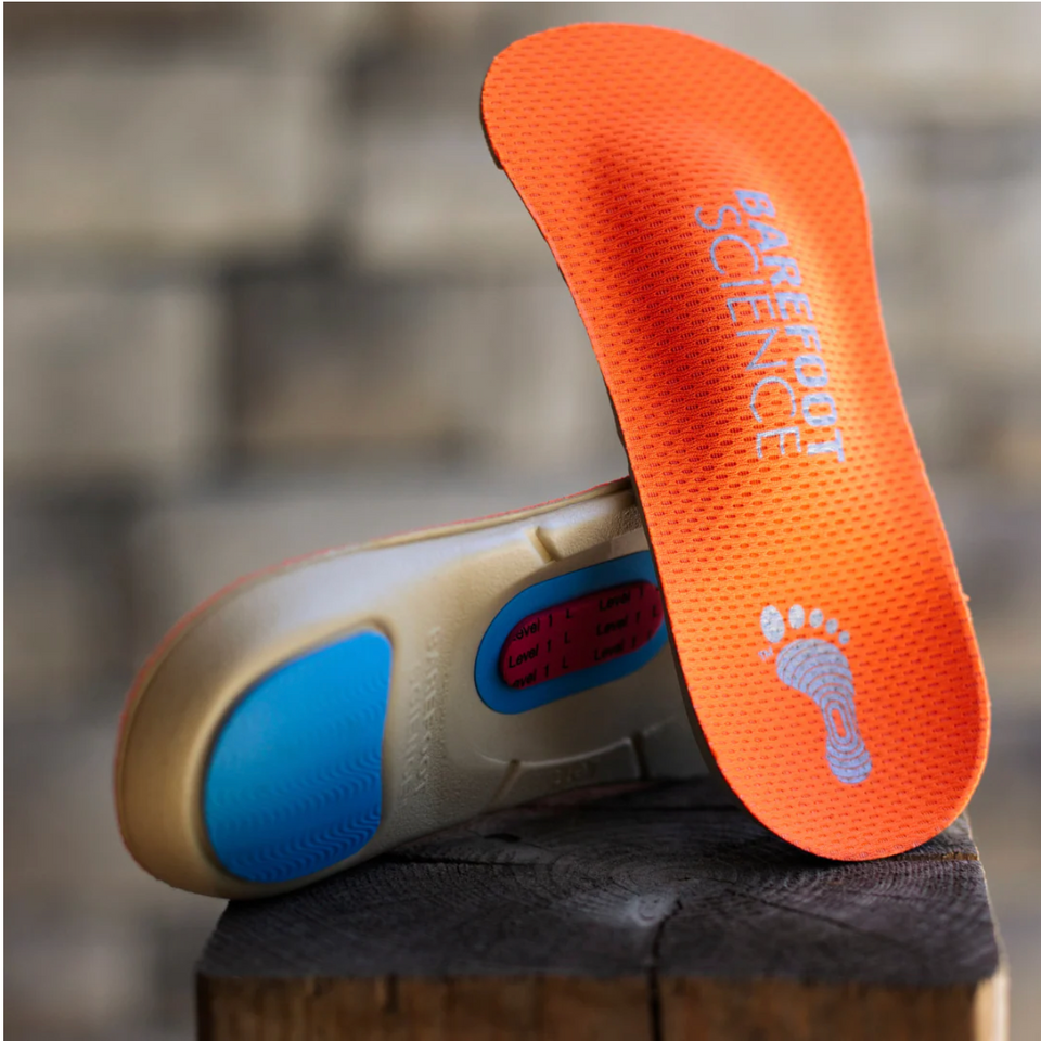 Biopods Barefoot Science 3/4 length insoles from the 6-step system, designed to support foot health and comfort.