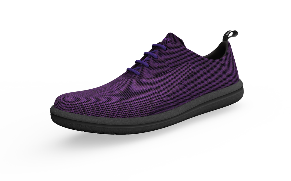 Wide classic sneakers by Biopods in amethyst color, featuring a front profile view with a sleek, comfortable design.