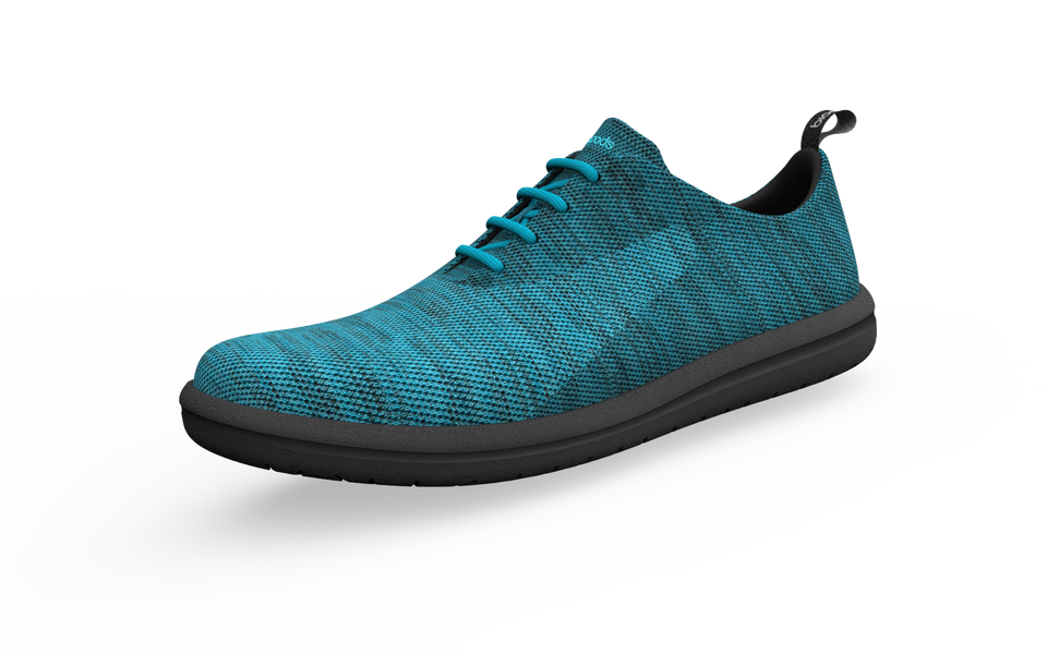 Biopods Classic Sneakers in Ocean color, front profile showing breathable canvas material and white rubber sole.