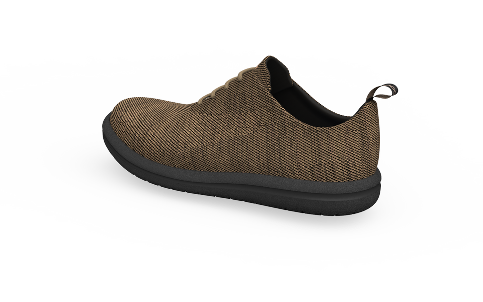 Wide Classic Sneakers by Biopods with rear profile view, featuring a comfortable wide fit and classic sneaker design in neutral tones.