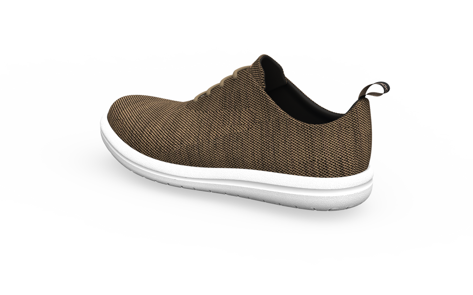 Rear profile of Biopods Classic Sneakers Terra, showcasing their stylish design and durable white rubber sole.