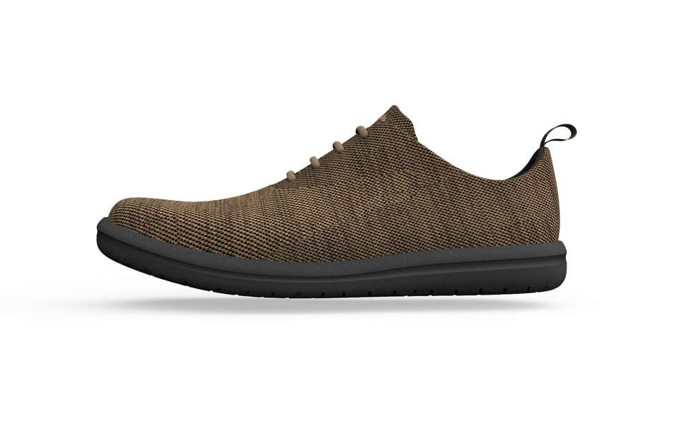 Biopods Classic Sneakers Terra, side view of stylish white and gray standard sneakers with laces and textured sole.