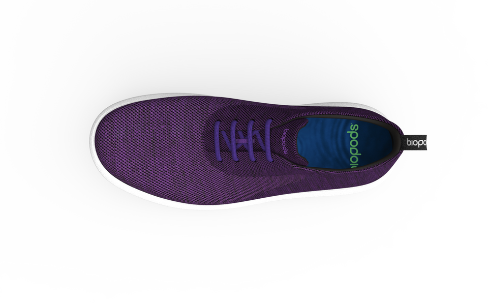 Biopods Classic Sneakers in amethyst color with white soles, showcasing a stylish and comfortable footwear design.