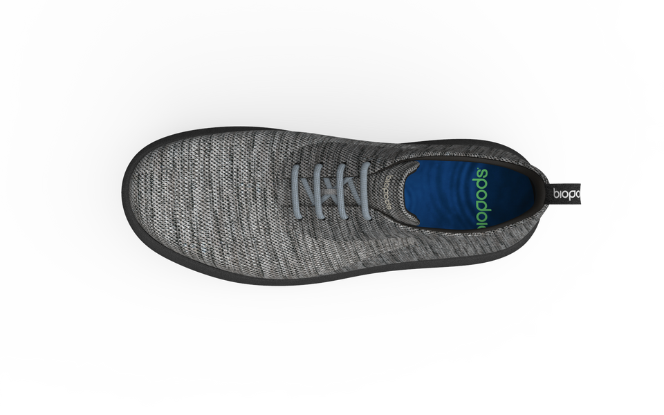 Grey Biopods Narrow Classic Sneakers with sleek design and lace-up closure, showcasing a comfortable, narrow fit for casual wear.