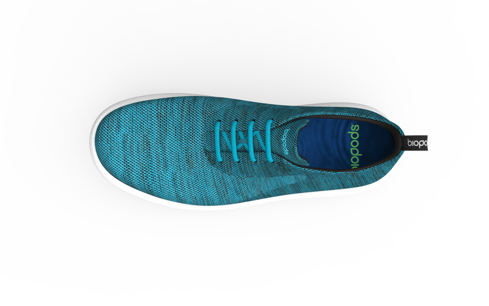 Biopods Classic Sneakers in Ocean color, featuring a stylish design and white laces on a clean background.