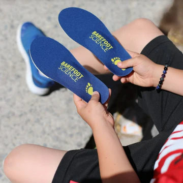 Barefoot Science® Biopods full-length 4-step system insoles displayed on a neutral background, highlighting their design and structure.