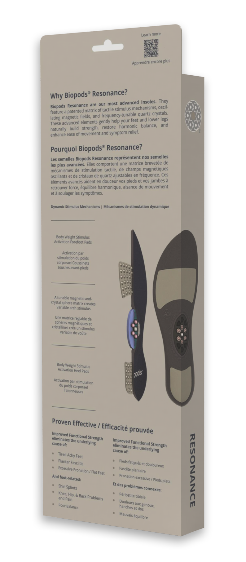 Biopods® Resonance Tunable Harmonic Insoles showing ergonomic design and cushioning for comfortable foot support.