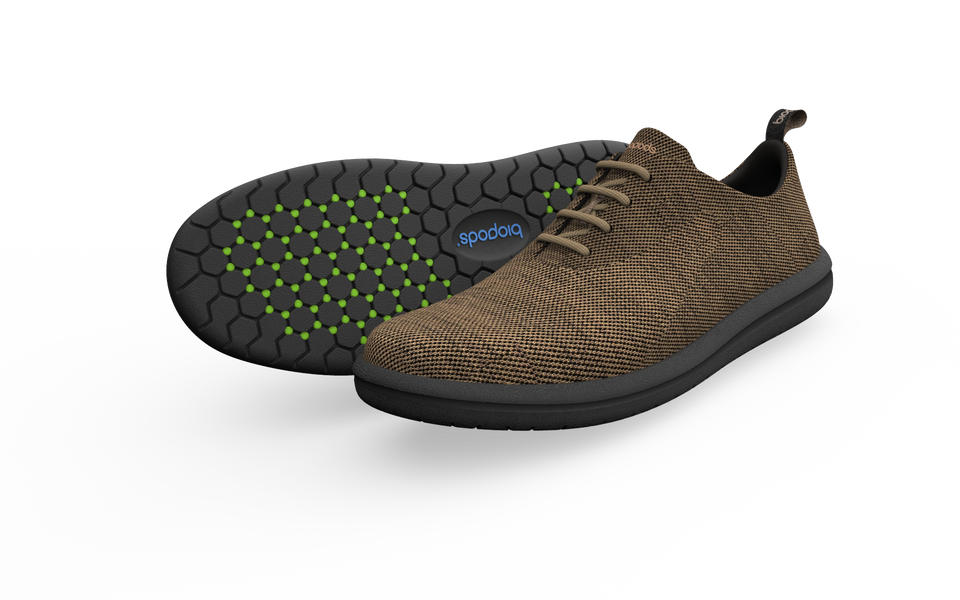 Biopods Wide Classic Sneakers in Terra color, side profile view showing comfortable design and stylish casual footwear.