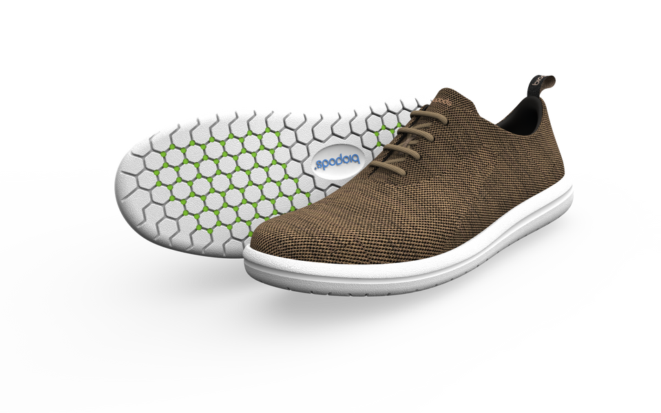Biopods Narrow Classic Sneakers in Terra color, side profile view showing sleek design and narrow fit.