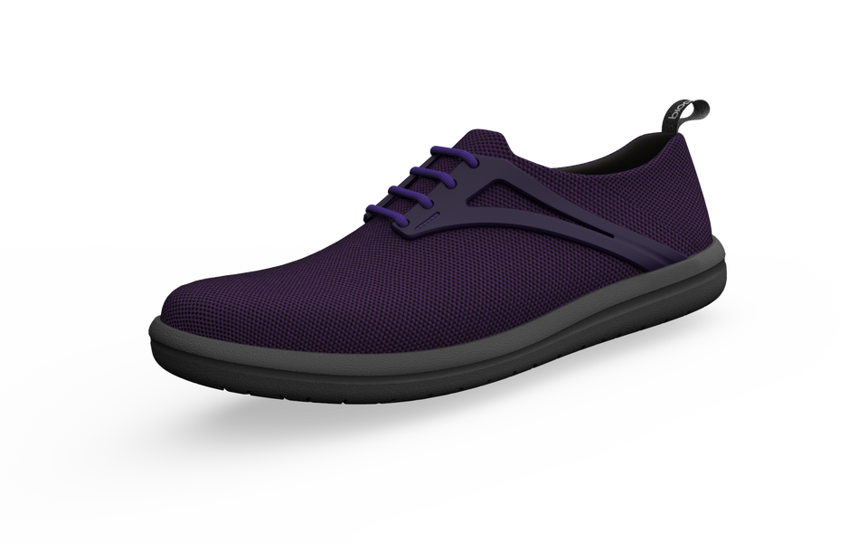 Biopods Narrow Urban Flex Sneakers in amethyst, showing front profile with sleek, modern design and flexible sneaker construction.