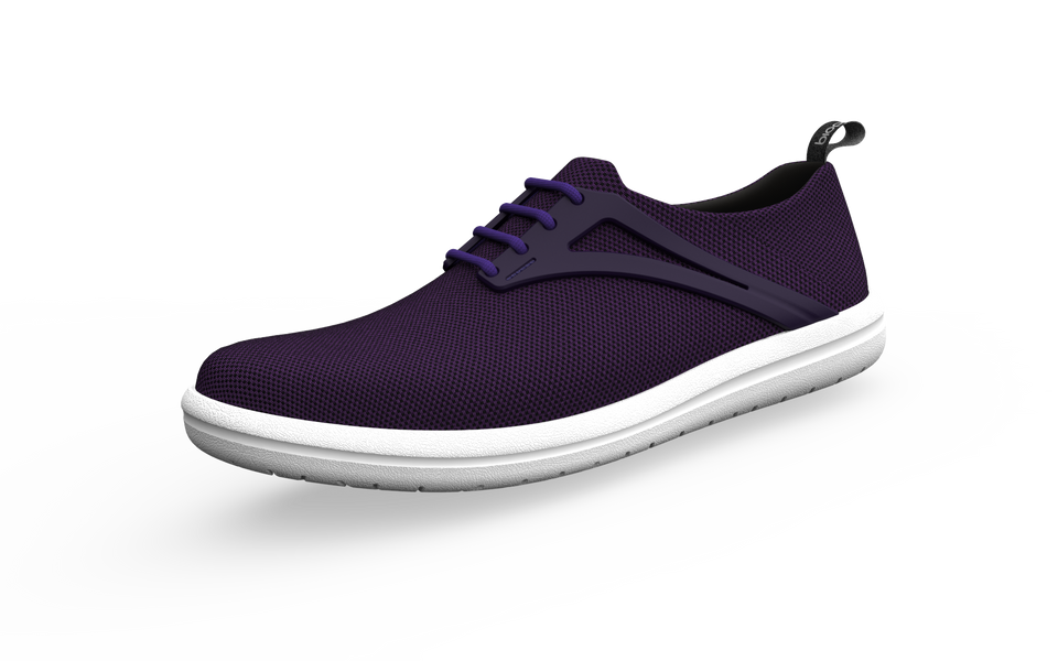 Wide Urban Flex Sneakers by Biopods in amethyst color, front profile showing flexible design and wide fit.