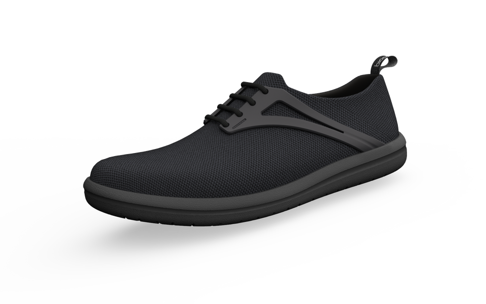 Black Biopods Urban Flex Sneakers wide fit, front profile showing sleek design and comfortable urban athletic style.