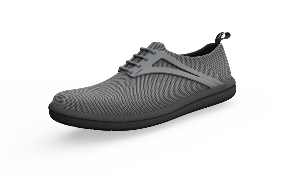 Biopods Urban Flex Sneakers in grey showing front profile with sleek, modern design and comfortable urban footwear style.