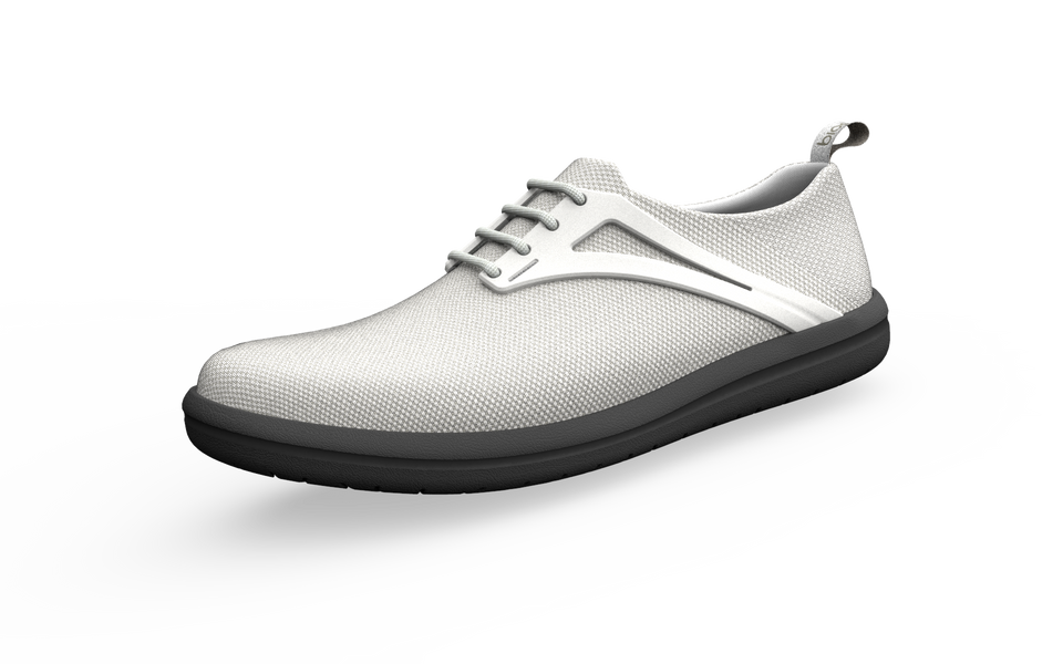 Wide Urban Flex Sneakers by Biopods in white, front profile showing sleek design and comfortable slip-on style.
