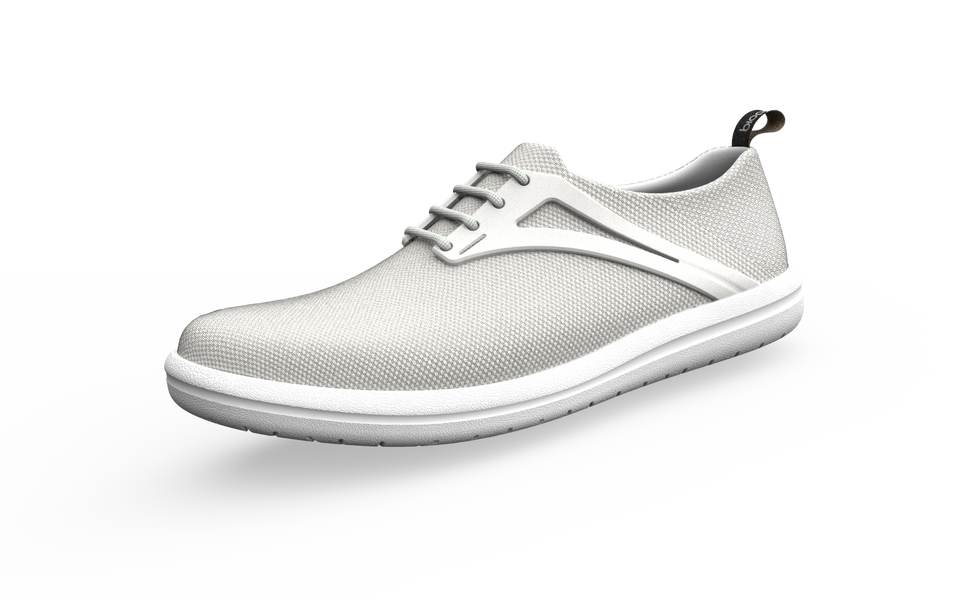 White Biopods Urban Flex Sneakers front profile showing sleek design and modern urban style.