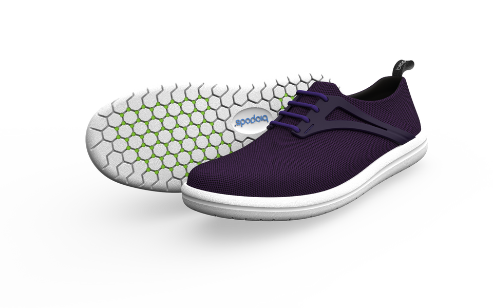 Biopods Urban Flex Sneakers in amethyst color, showing the stylish side view of the Standard model.