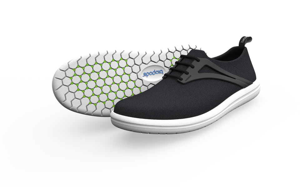 Black Biopods Urban Flex Sneakers shown from the front, featuring a sleek design and comfortable fit for urban casual wear.