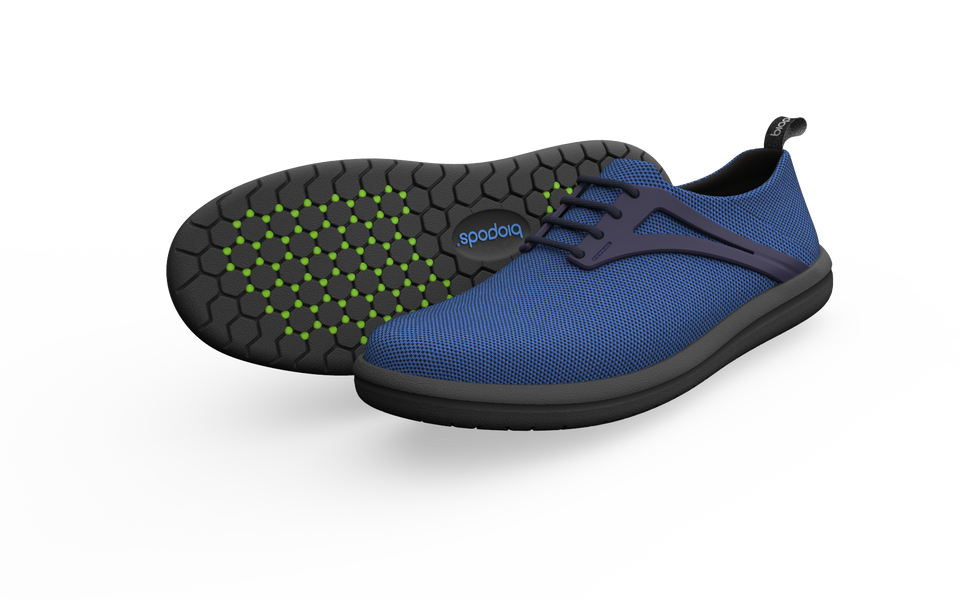 Biopods Narrow Urban Flex Sneakers in sapphire blue, featuring a sleek design and flexible sole for urban comfort.