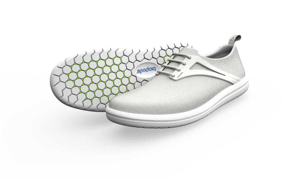 Biopods Narrow Urban Flex Sneakers in white with sleek design and breathable material, ideal for casual urban wear.