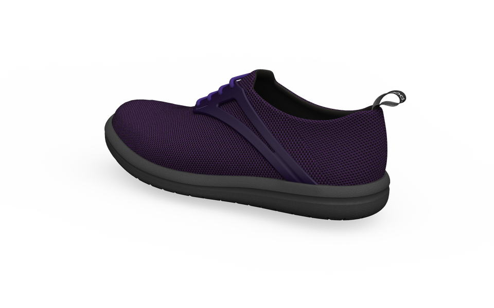 Rear profile of Biopods Narrow Urban Flex Sneakers in amethyst, showcasing sleek design and flexible sole.