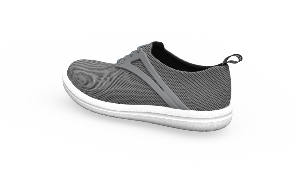 Rear profile of Biopods Urban Flex Sneakers in grey, showcasing the stylish design and comfortable fit of these urban casual shoes.