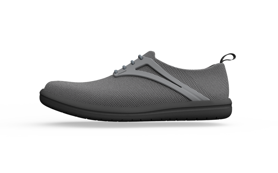 Biopods Narrow Urban Flex Sneakers in grey, side view showing sleek design and flexible sole for urban casual wear