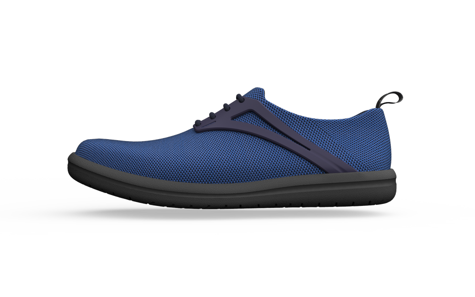 Biopods Narrow Urban Flex Sneakers in sapphire blue, side view showing sleek design and flexible urban athletic style.
