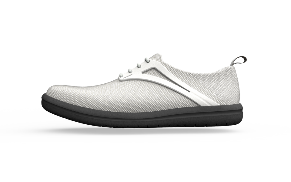 Wide white Urban Flex Sneakers by Biopods, side view showing breathable mesh upper and flexible sole for urban comfort.