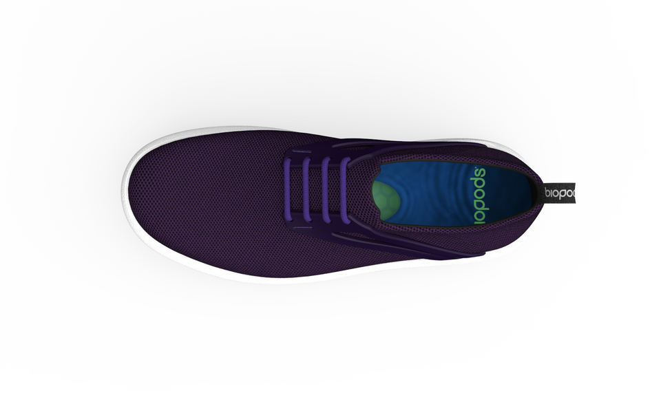 Narrow Amethyst Urban Flex Sneakers by Biopods showing the stylish purple upper and sleek design from the top view.