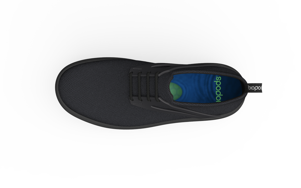 Black Urban Flex Sneakers by Biopods showing the sleek, modern design with breathable material and sporty sole.