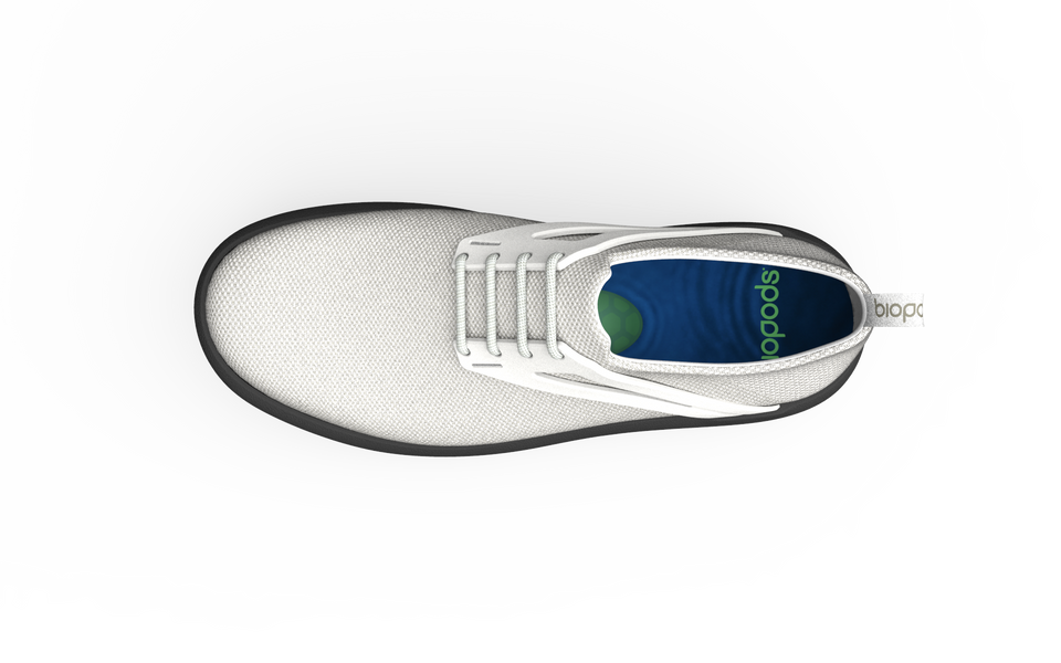 White Biopods Urban Flex Narrow Sneakers featuring sleek design and flexible sole, suitable for urban casual wear.