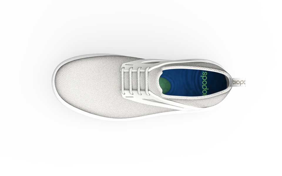 White Urban Flex Sneakers by Biopods featuring a sleek design and breathable material on the top.
