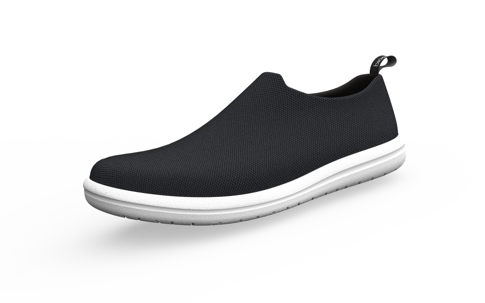 Black Biopods Urban Sneakers with front profile view, showcasing stylish design and urban footwear style.