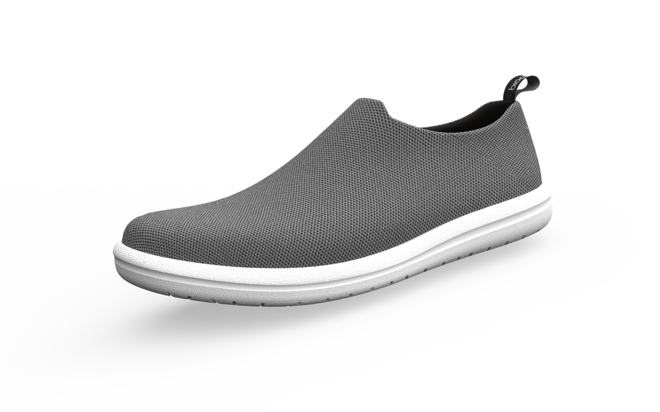 Biopods Urban Sneakers in grey, front profile view showing modern design and stylish urban footwear.
