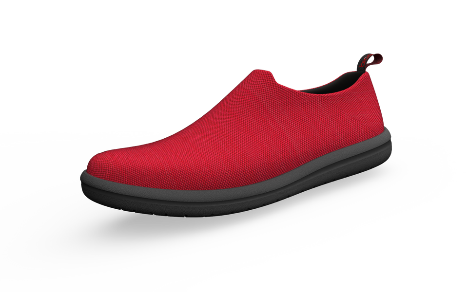 Side profile of red Biopods Urban Sneakers Standard showing sleek design and urban style.