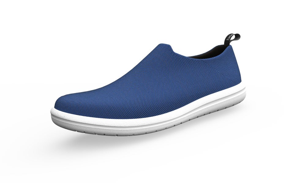 Biopods Urban Sneakers in sapphire blue, side profile view showing sleek design and stylish urban footwear.