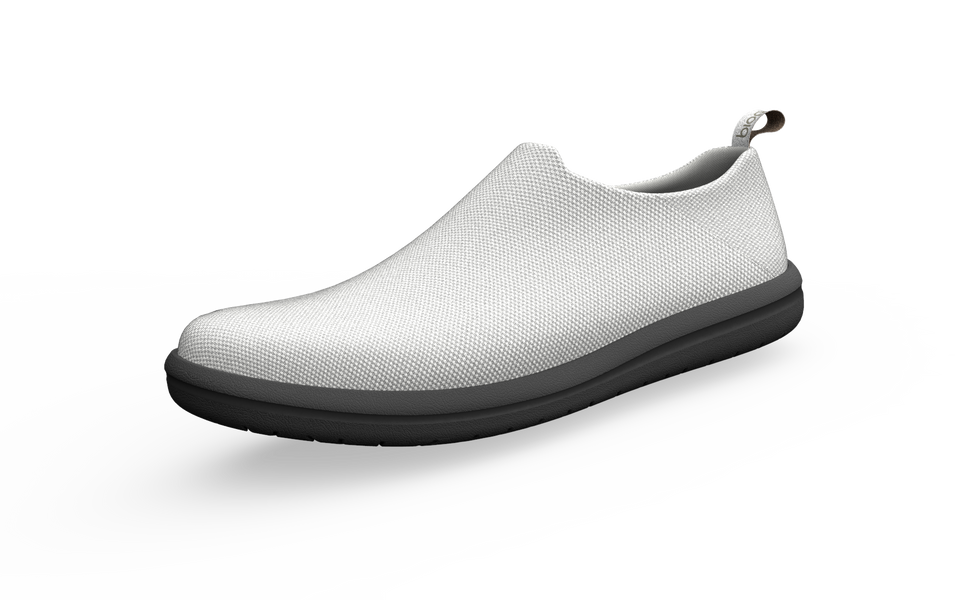Side profile of white Biopods Urban Sneakers, showcasing their sleek design and urban-style sneakers for casual wear.