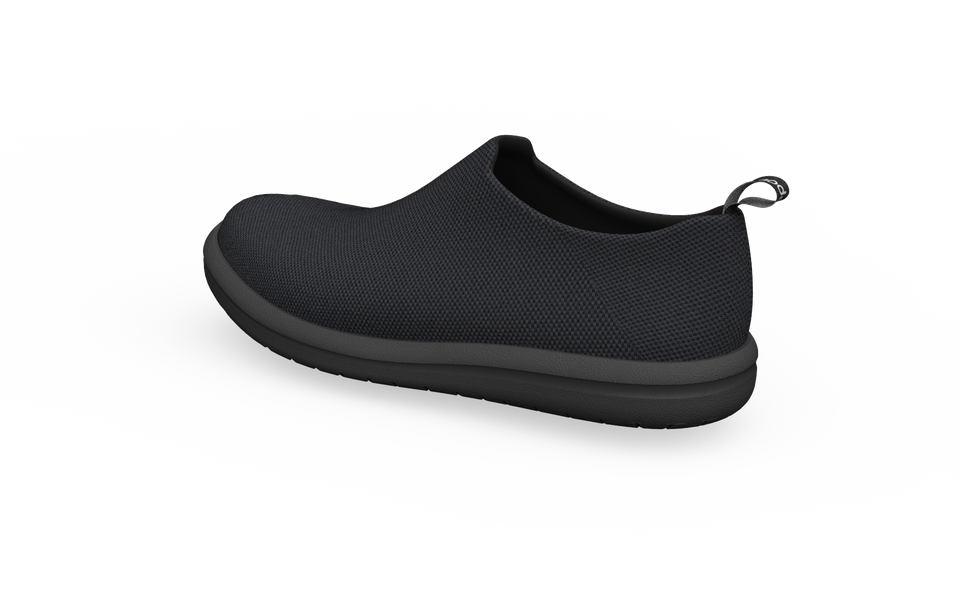 Wide Black Urban Sneakers by Biopods, rear view showing sleek design and comfortable fit for urban wear.