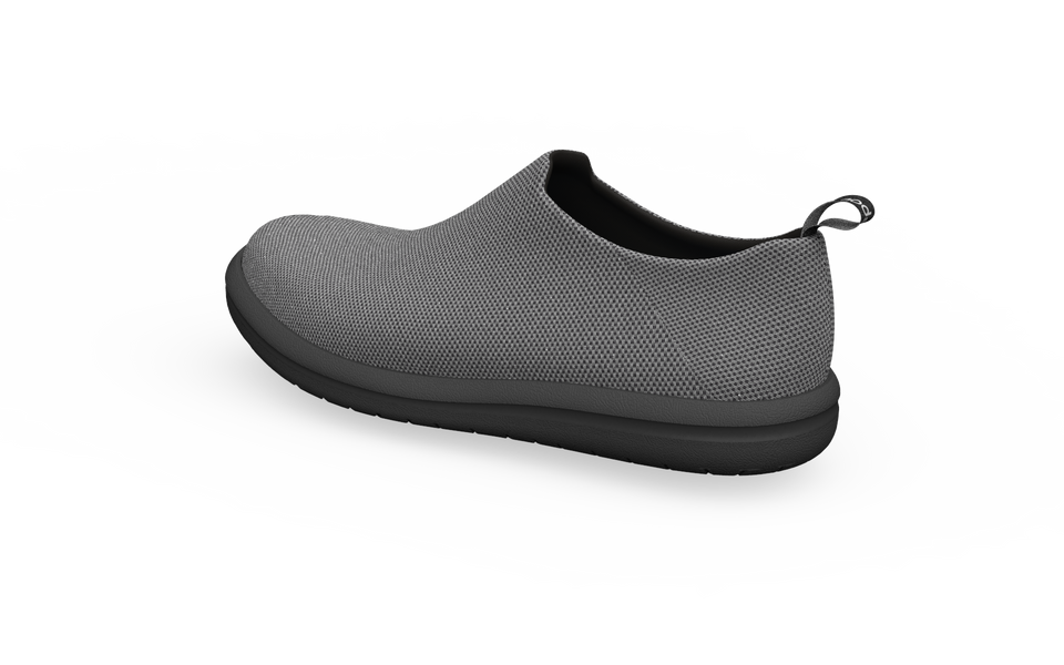 Grey wide urban sneakers by Biopods shown from rear angle, featuring a modern design and cushioned sole for comfortable city wear.