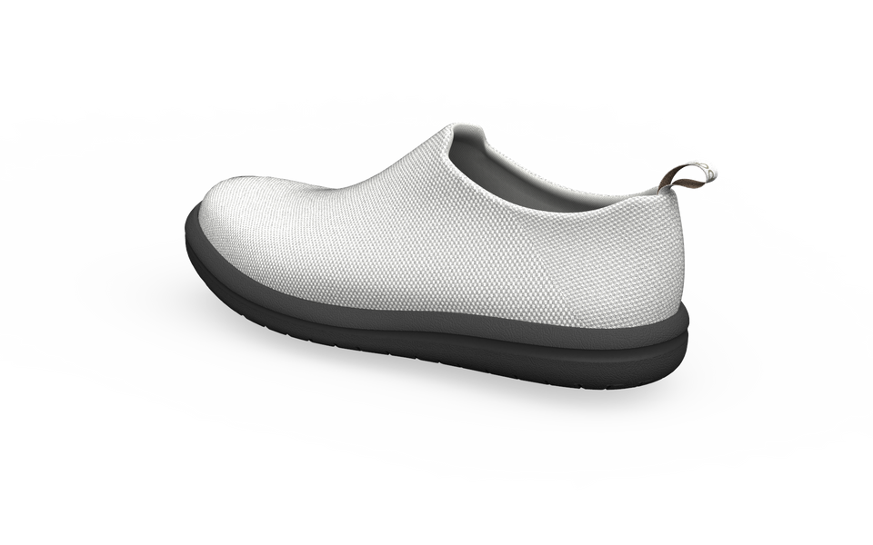 Rear view of white Biopods Urban Sneakers showing the design and sole detail of these stylish urban sneakers.