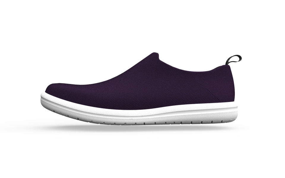 Narrow fit Biopods Urban Sneakers in amethyst color, side view showing stylish design and sleek urban footwear.