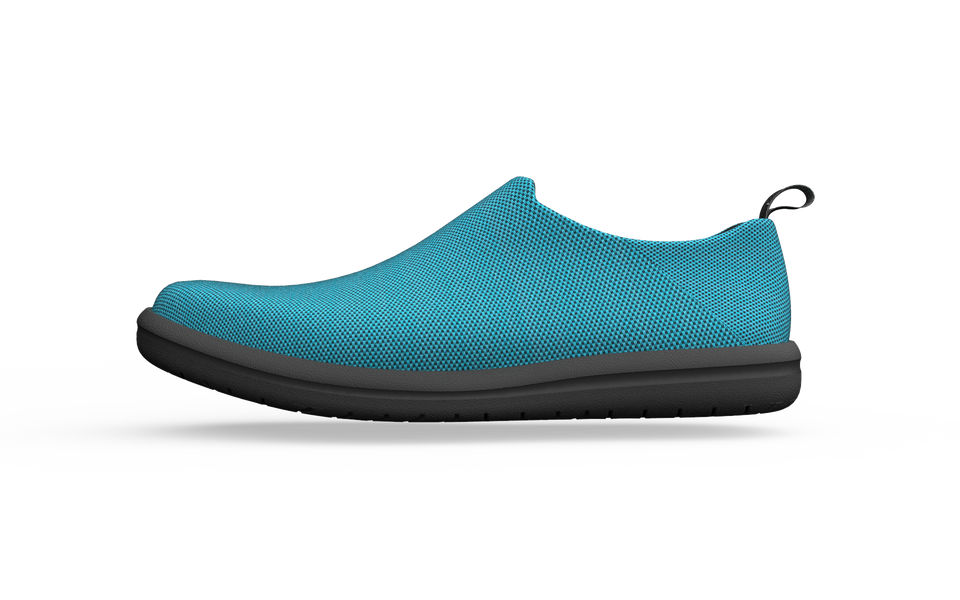 Wide urban sneakers by Biopods in ocean color, featuring a side view with stylish design and comfortable fit.