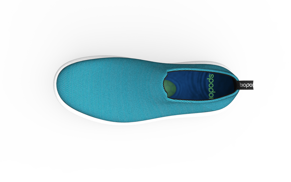 Wide urban sneakers by Biopods in ocean blue with a sleek design and comfortable fit, perfect for casual streetwear.