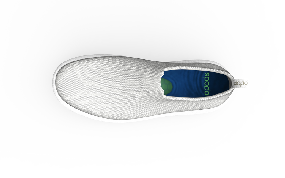 White Biopods Urban Sneakers Standard with stylish design and breathable material, displayed on a plain background.
