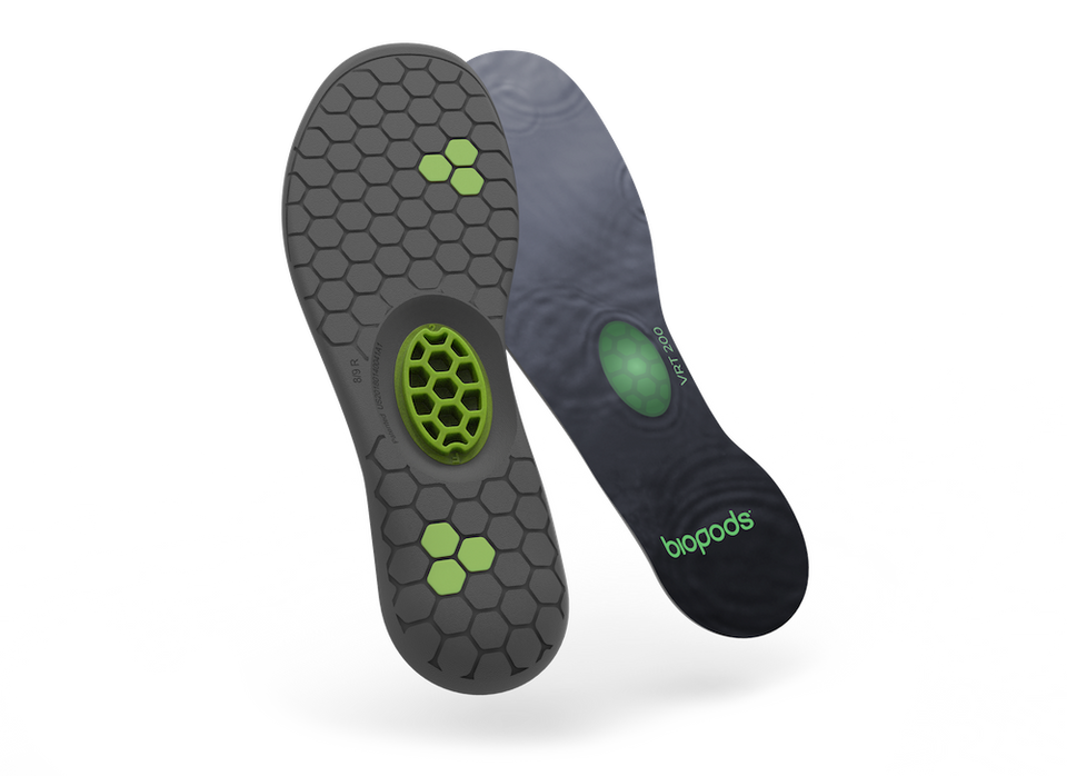 Biopods Next Generation Full Length Stimsoles® insoles showing cushioned, supportive design for comfortable foot support.