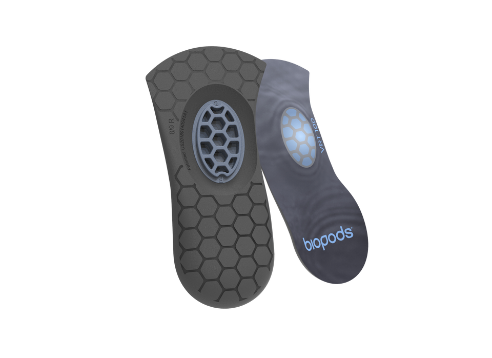 Biopods Next Generation 3/4-Length Stimsoles® insoles with cushioned top sheet for enhanced comfort and support.