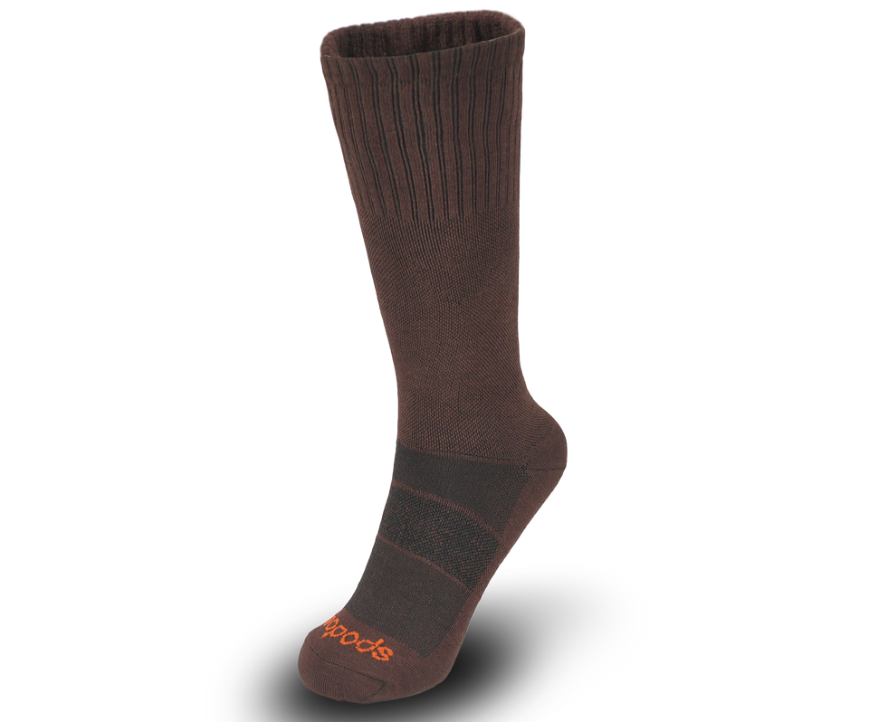 Biopods bamboo dress socks in brown, large size, featuring a soft, comfortable knit fabric with a subtle pattern.
