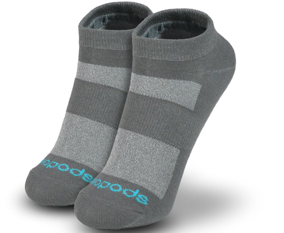 Grey Biopods Bamboo ankle socks with a soft, breathable fabric and comfortable fit, designed for everyday wear.