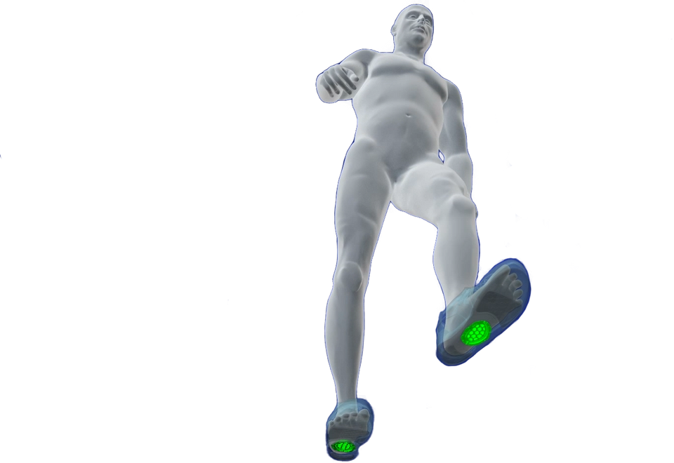 Biopods Next Generation Full Length Stimsoles® insoles shown on a transparent background, designed for enhanced foot comfort and support.